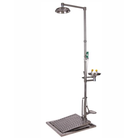 Floor-Standing Combination Emergency Shower (Platform and Foot-Operated)