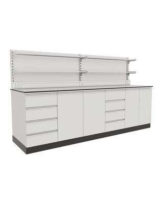Plinth Wall Bench with Upper Shelving