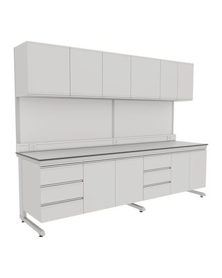 C-Frame Wall Bench with Upper Door Cabinets