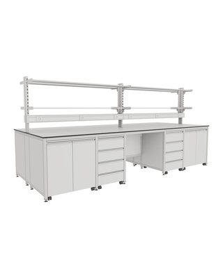 H-Frame Island Bench with Upper Shelving