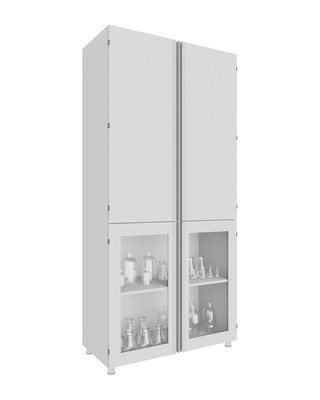 Laboratory Storage Cabinet – 2 Solid Doors Above, 2 Glass Doors Below (MD-2AK2CK)