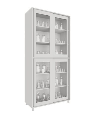 Laboratory Storage Cabinet – 4 Glass Sliding Doors (MD-4CS)