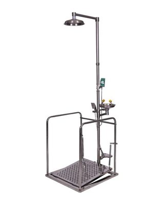 Floor-Standing Combination Emergency Shower with Guard Rail (Platform and Foot-Operated) 15035500