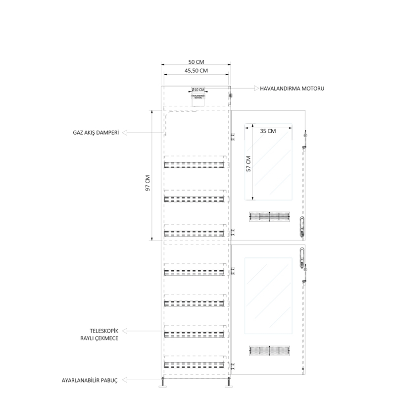 CAMLI DÖRT BÖLMELİ KİMYASAL SAKLAMA DOLABI KSD-4CK 12022 (4)