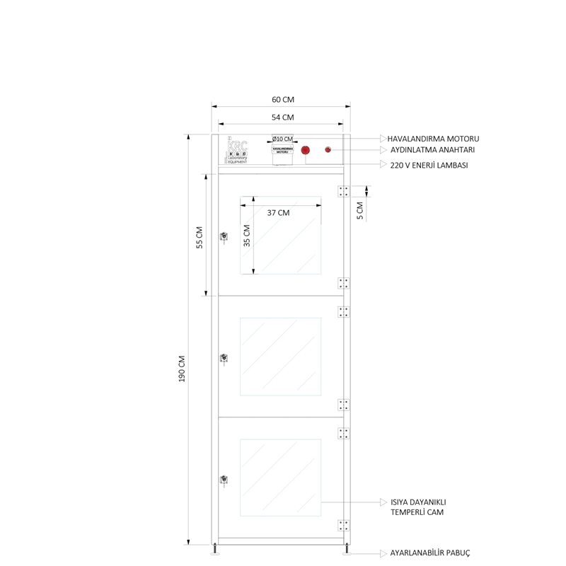 CAMLI ÜÇ BÖLMELİ KİMYASAL SAKLAMA DOLABI KSD-3CK 6019 (2)