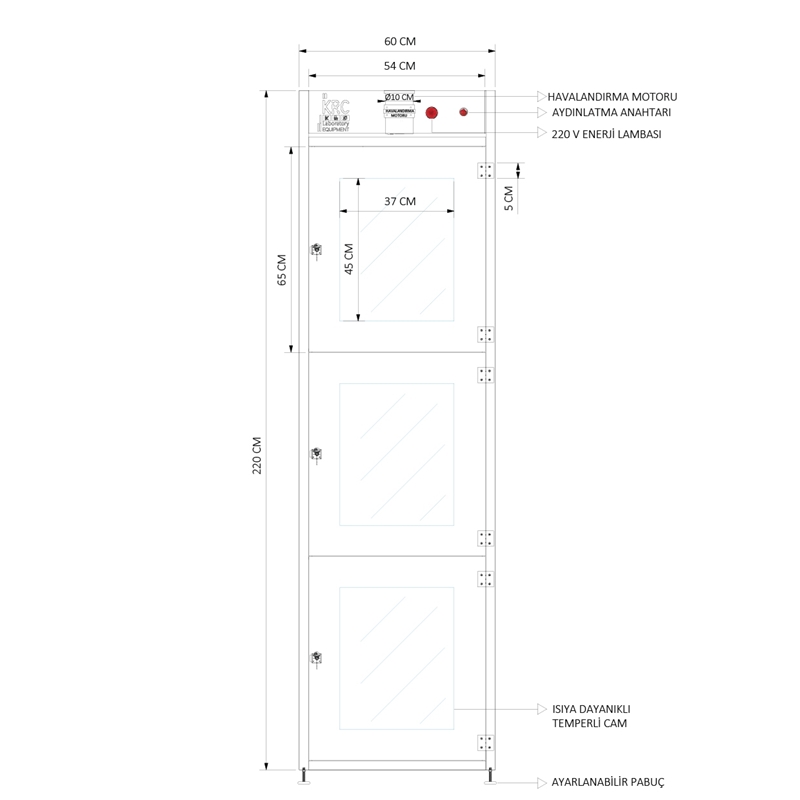 CAMLI ÜÇ BÖLMELİ KİMYASAL SAKLAMA DOLABI KSD-3CK 6022 (2)