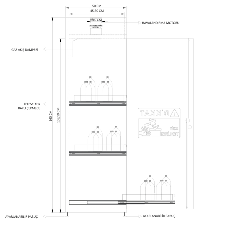 ÇİFT CİDARLI TEK KAPAKLI KİMYASAL SAKLAM DOLABI KSD 6016 (4)