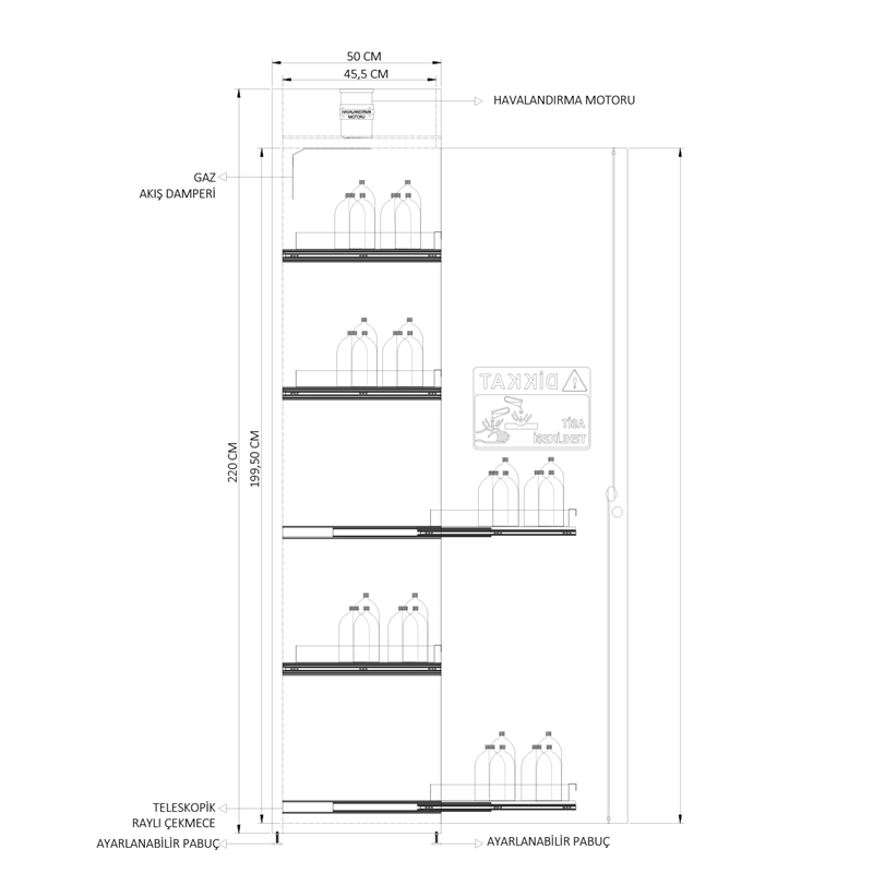 ÇİFT CİDARLI TEK KAPAKLI KİMYASAL SAKLAM DOLABI KSD 6022 (4)