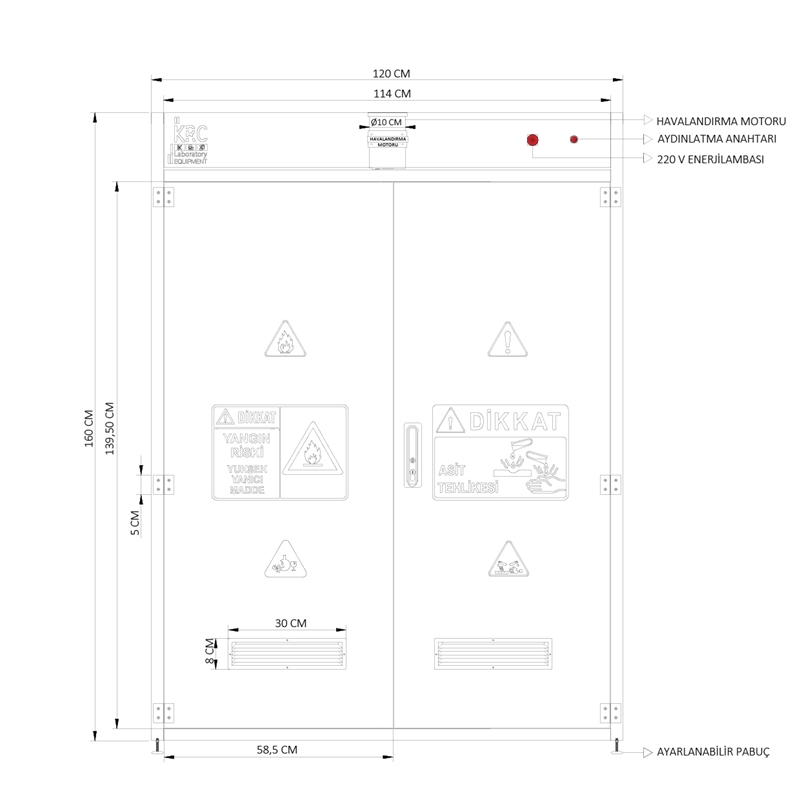 HAVALANDIRMALI ÇİFT KAPAKLI MALZEME DOLABI HMD 12016 (2)