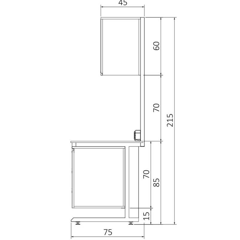 KLT-CUKD28075 C FRAME ÜSTÜ KAPAKLI DOLAPLI KENAR TEZGAH (1)