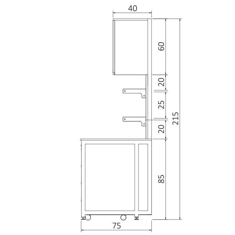 KLT-HUDKR28075 H FRAME ÜSTÜ KAPAKLI KISA RAFLI KENAR TEZGAH (1)