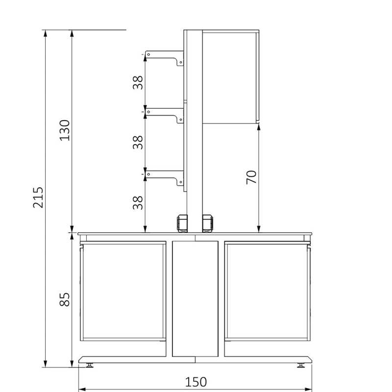 KOT-CUBRD200150 C FRAME ÜSTÜ BOYDAN RAFLI DOLAPLI ORTA TEZGAH (1)