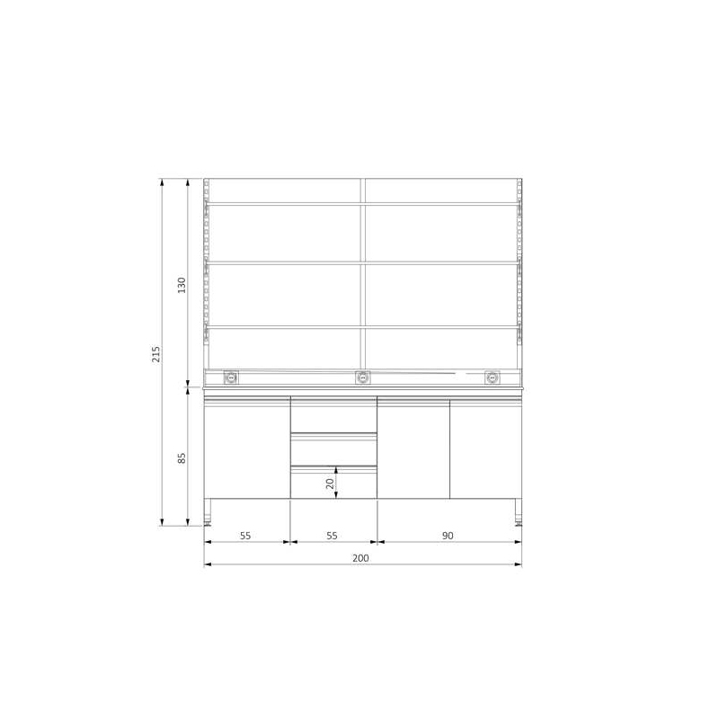 KOT-CUBRD200150 C FRAME ÜSTÜ BOYDAN RAFLI DOLAPLI ORTA TEZGAH (2)