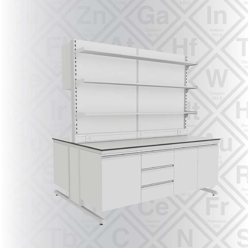 KOT-CUBRD200150 C FRAME ÜSTÜ BOYDAN RAFLI DOLAPLI ORTA TEZGAH