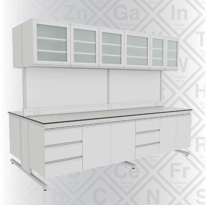 KOT-CUKDBR280150 C FRAME ÜSTÜ KAPAKLI DOLAPLI BOYDAN RAFLI ORTA TEZGAH
