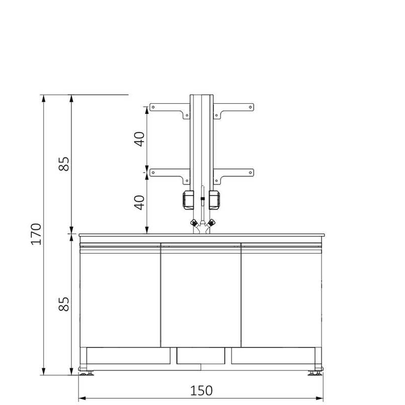 KOT-CUR2E280150 C FRAME ÜSTÜ RAFLI İKİ EVYELİ ORTA TEZGAH (1)