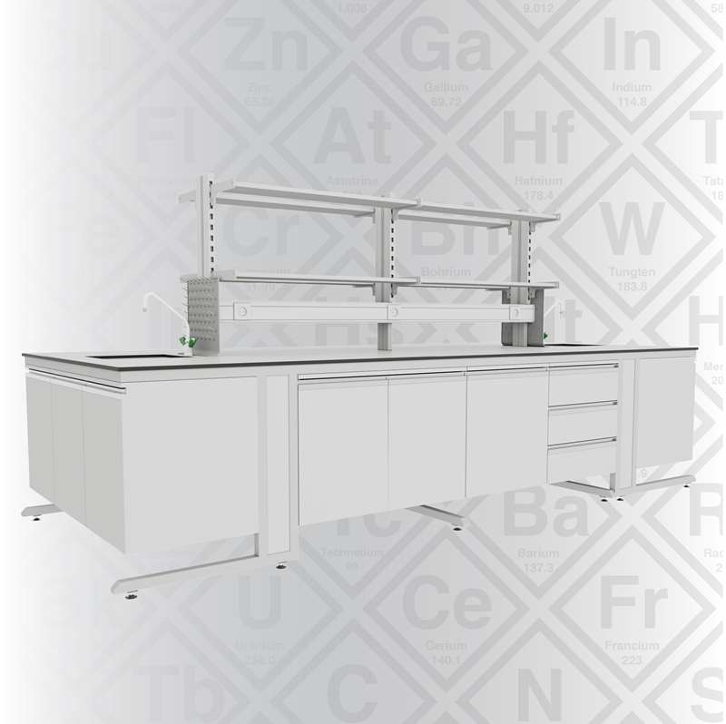 KOT-CUR2E280150 C FRAME ÜSTÜ RAFLI İKİ EVYELİ ORTA TEZGAH