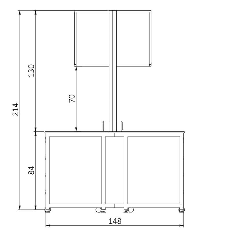 KOT-HUCD360150 H FRAME ÜSTÜ CAMLI DOLAPLI ORTA TEZGAH (1)