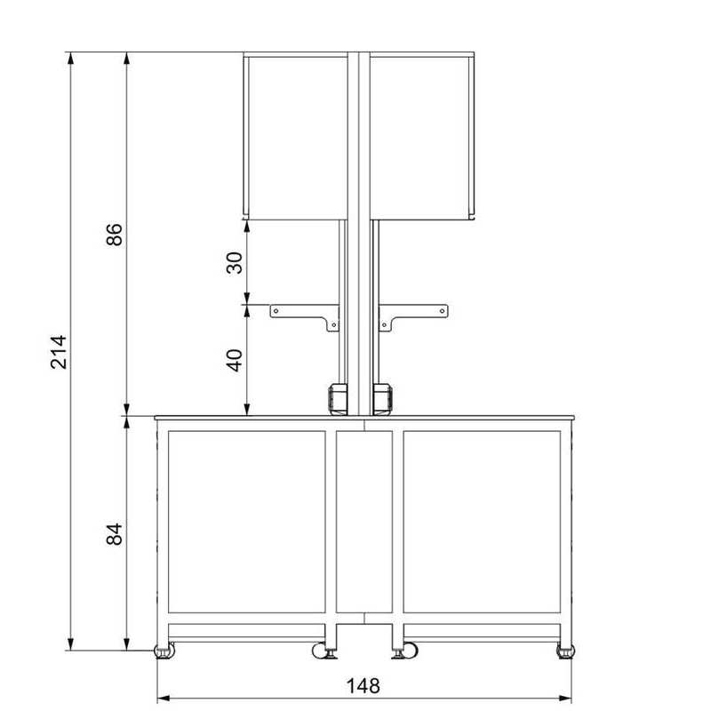 KOT-HUCOR360150 H FRAME ÜSTÜ CAMLI DOLAPLI ORTA RAFLI ORTA TEZGAH (1)