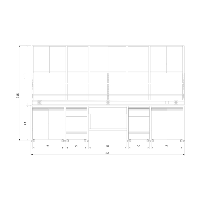 KOT-HURCD360150 H FRAME ÜSTÜ RAF VE DOLAPLI ORTA TEZGAH (1)