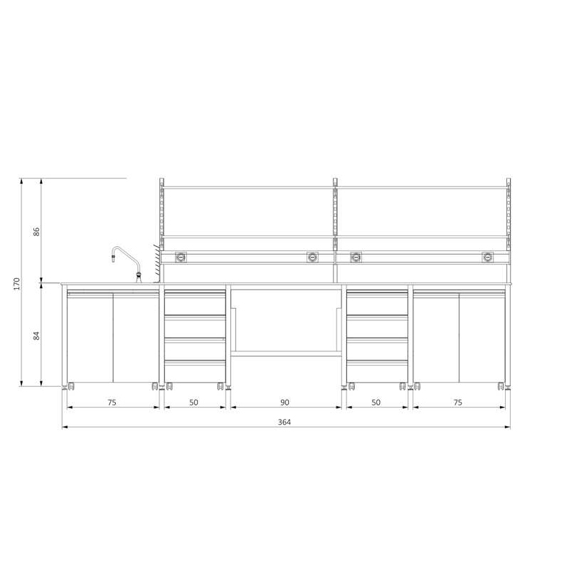 KOT-HURE350150 H FRAME ÜSTÜ RAFLI EVYELİ ORTA TEZGAH (2)