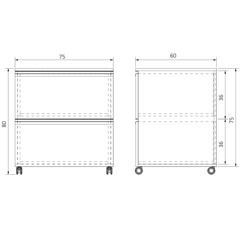 AC-T2C756075 TEKERLEKLİ İKİ ÇEKMECELİ ALT DOLAP (1)-1