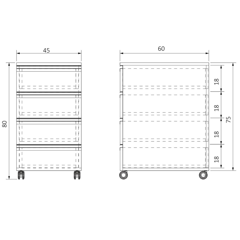 AC-T4C456075 TEKERLEKLİ DÖRT ÇEKMECELİ ALT DOLAP (1)-1