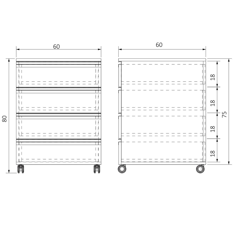AC-T4C606075 TEKERLEKLİ DÖRT ÇEKMECELİ ALT DOLAP (1)-1