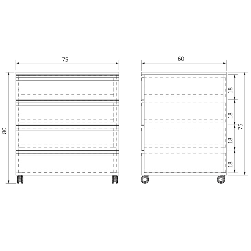 AC-T4C756075 TEKERLEKLİ DÖRT ÇEKMECELİ ALT DOLAP (1)-1