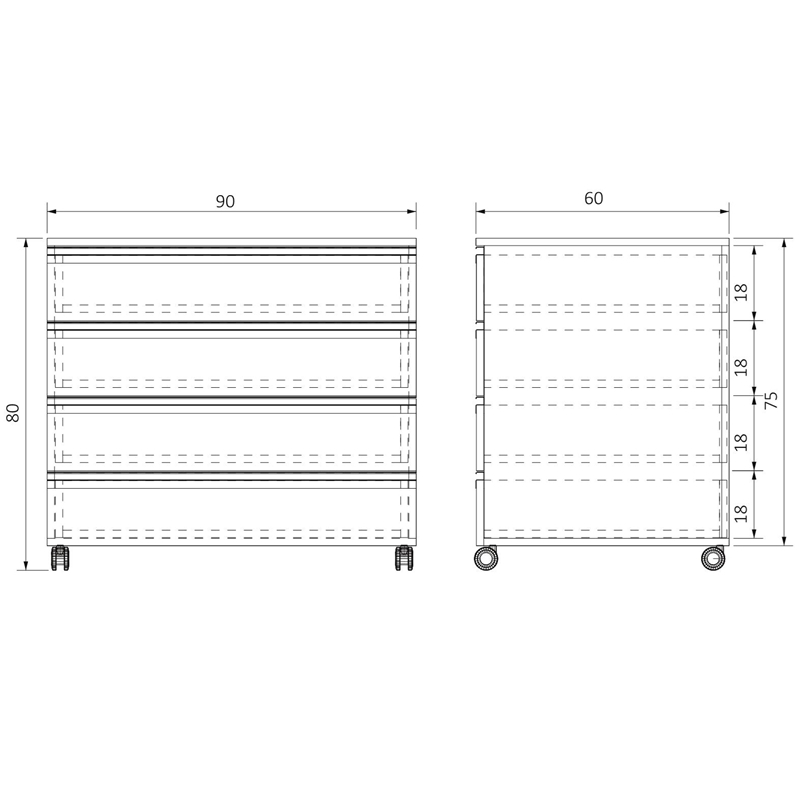 AC-T4C906075 TEKERLEKLİ DÖRT ÇEKMECELİ ALT DOLAP (1)-1