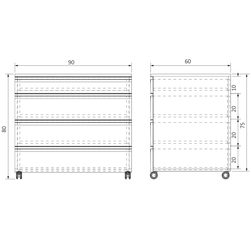 AC-T4SC906075 TEKERLEKLİ ÜST DAR ALTI GENİŞ DÖRT ÇEKMECELİ (1)-1