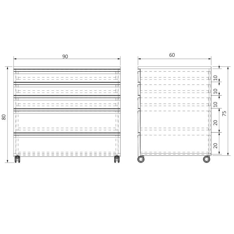 AC-T52G3D906075 TEKERLEKLİ ÜSTÜ DAR ALT DERİN BEŞ ÇEKMECELİ ALT DOLAP (1)-1