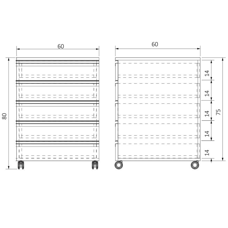 AC-T5C606075 TEKERLEKLİ BEŞ ÇEKMECELİ ALT DOLAP (1)-1