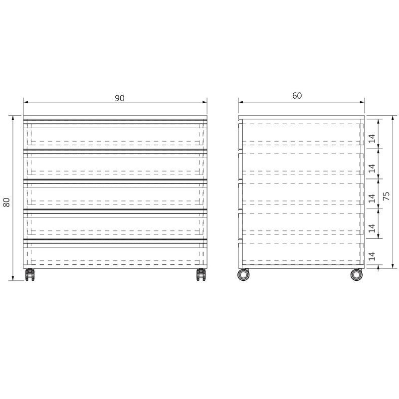 AC-T5C906075 TEKERLEKLİ BEŞ ÇEKMECELİ ALT DOLAP (1)-1