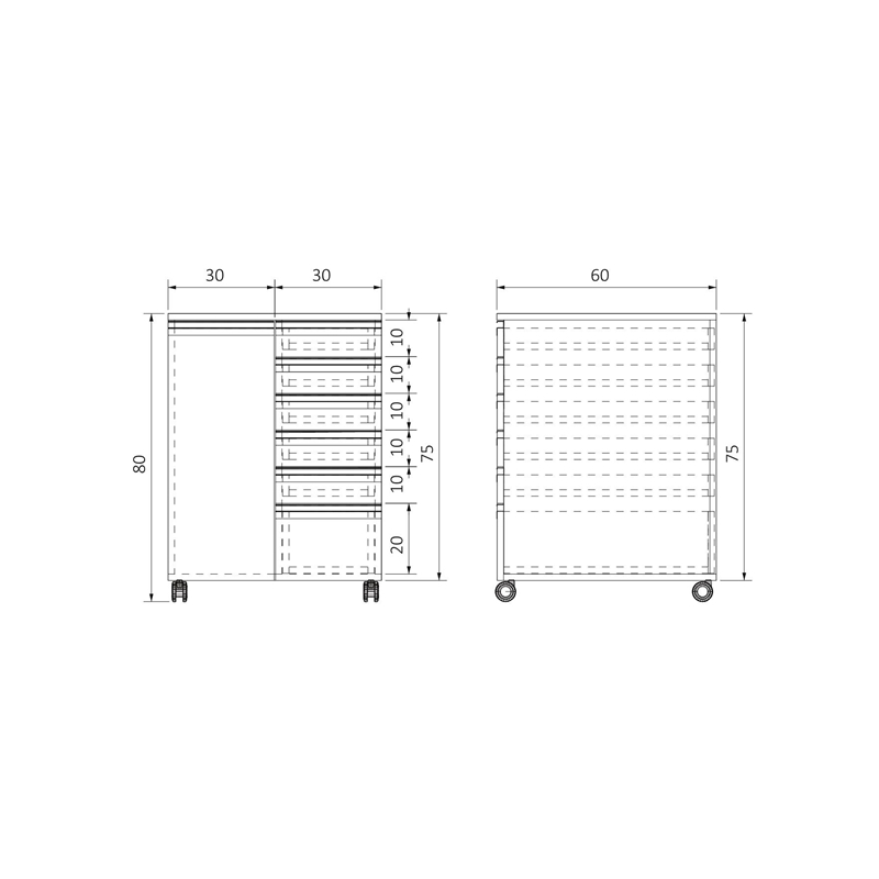 AD-T1K6C606075 TEKERLEKLİ TEK KAPAKLI ALTI ÇEKMECELİ ALT DOLAP (5)