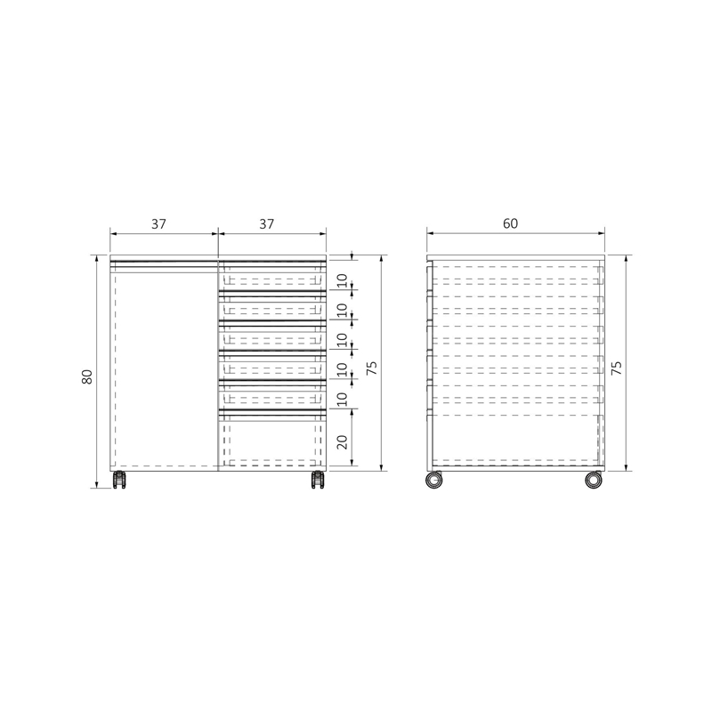 AD-T1K6C756075 TEKERLEKLİ TEK KAPAKLI ALTI ÇEKMECELİ ALT DOLAP (5)