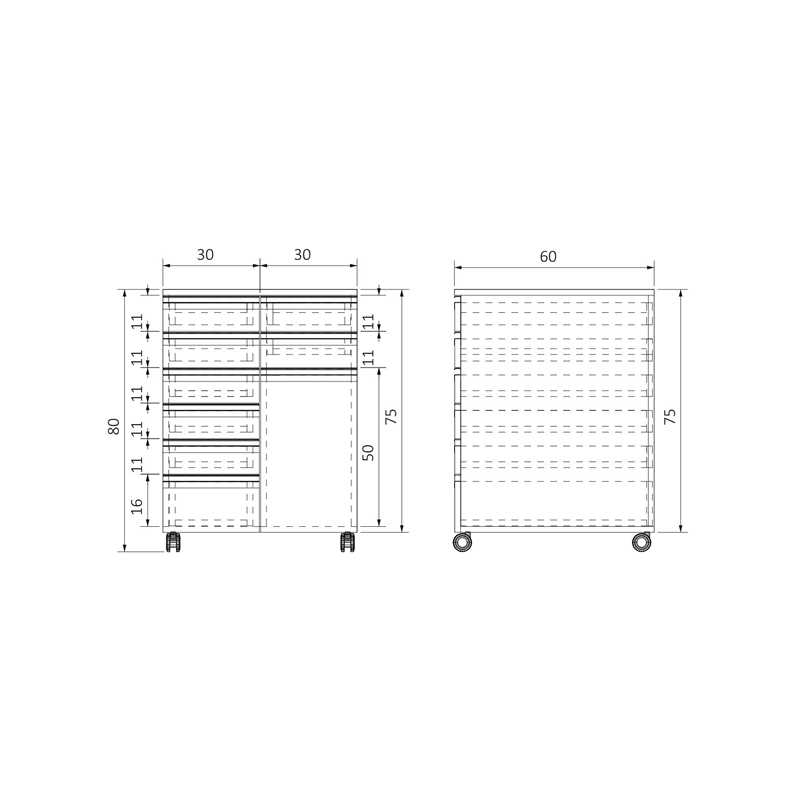 AD-T1K8C606075 TEKERLEKLİ TEK KAPAKLI SEKİZ ÇEKMECELİ ALT DOLAP (5)