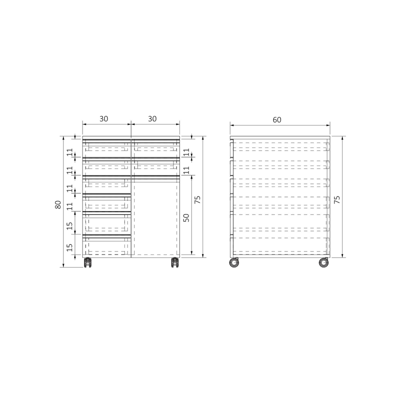 AD-T1K8GC606075 TEKERLEKLİ TEK KAPAKLI SEKİZ GENİŞ ÇEKMECELİ ALT DOLAP (12)