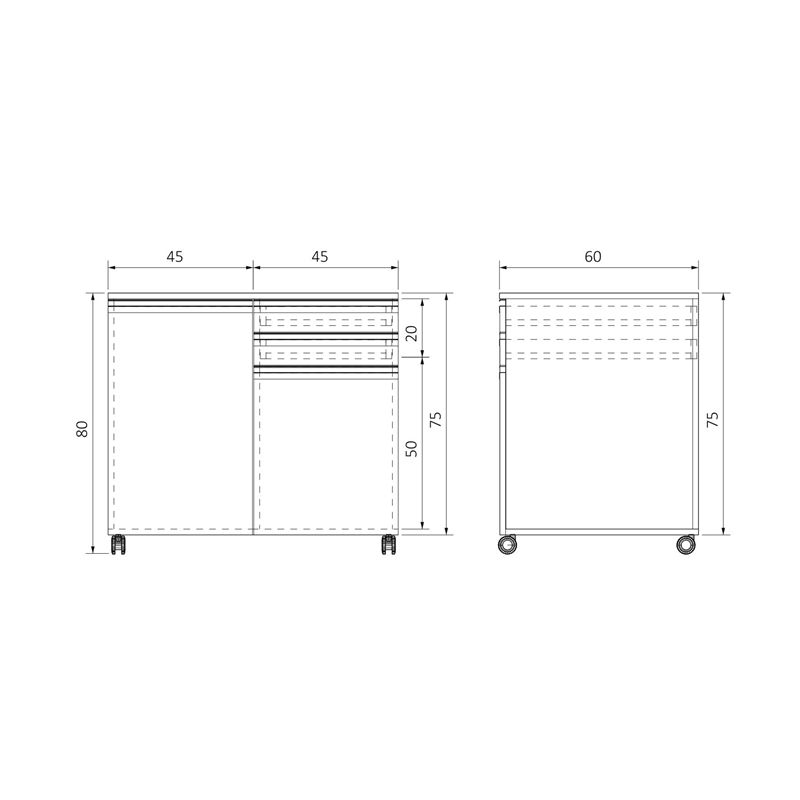 AD-T2K2C606075 TEKERLEKLİ İKİ KAPAKLI İKİ ÇEKMECELİ ALT DOLAP (5)