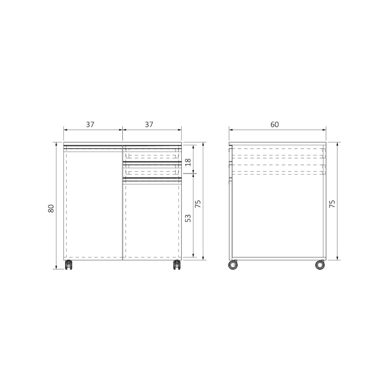AD-T2K2C7506075 TEKERLEKLİ İKİ KAPAKLI İKİ ÇEKMECELİ ALT DOLAP (5)