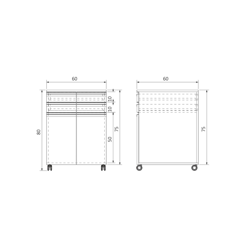 AD-T2K4C606075 TEKERLEKLİ İKİ KAPAKLI DÖRT ÇEKMECELİ ALT DOLAP (5)